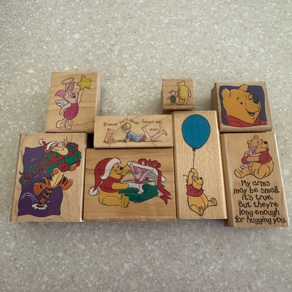vintage‎ Disney Winnie the Pooh wooden rubber stamps